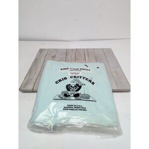 New Crib Critters Knit Twin Sheet Hugger Top Sheet 100% Cotton - USA - Aqua/Mint